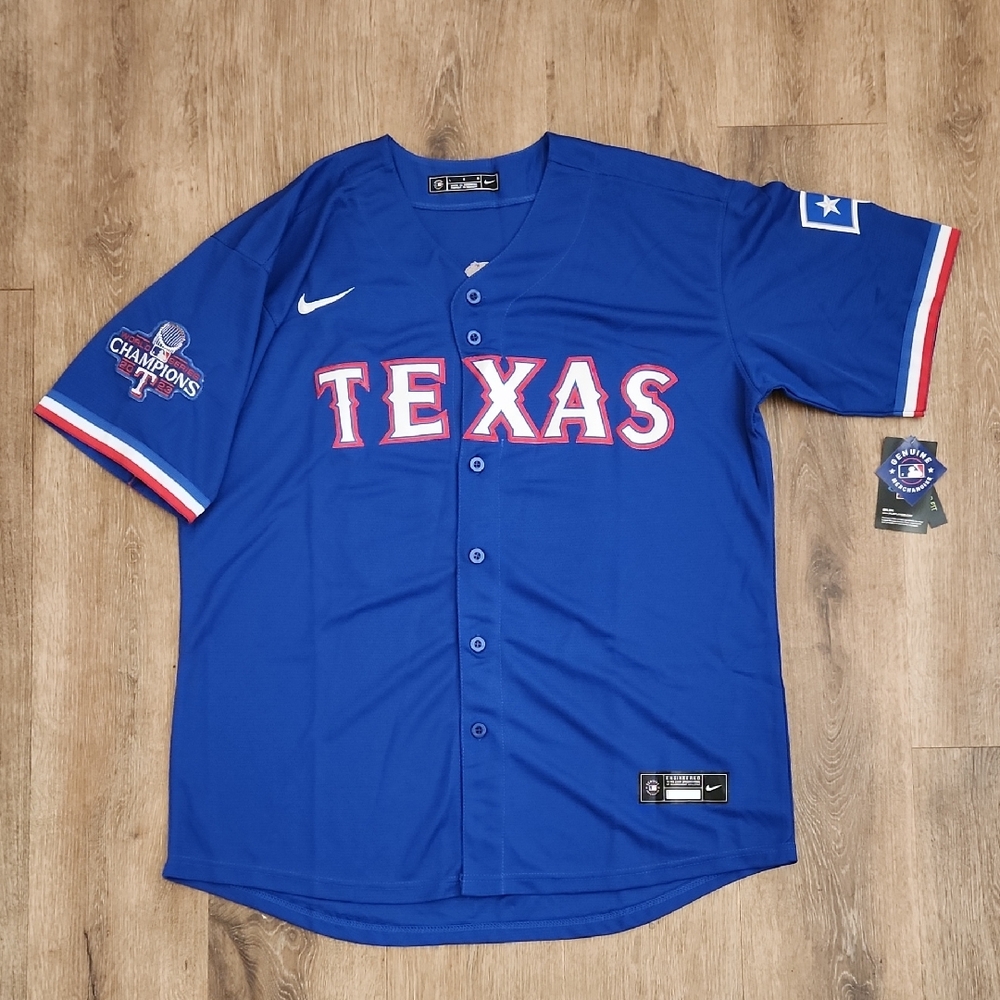 Adolis Garcia Texas Rangers 2023 World Series Champs Blue Mens L Large Stitched